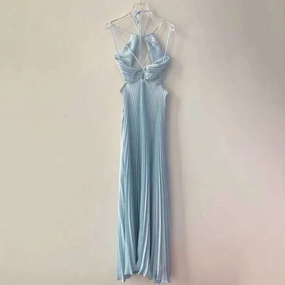 A.L.C. Moira Satin Pleated Maxi Dress - Picture 3 of 11